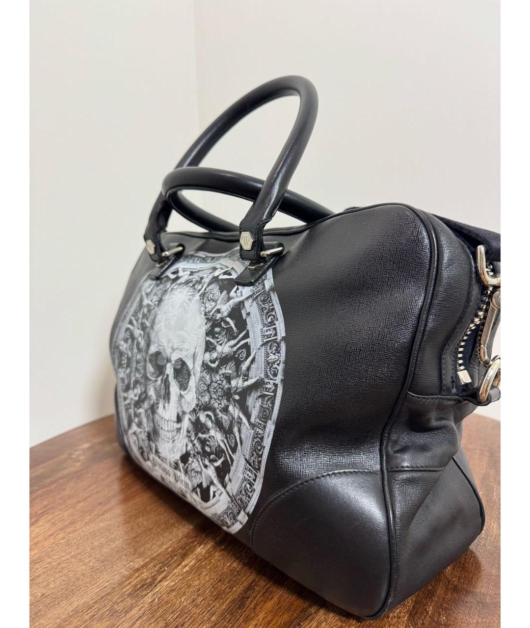 PHILIPP PLEIN Черная кожаная сумка тоут, фото 2