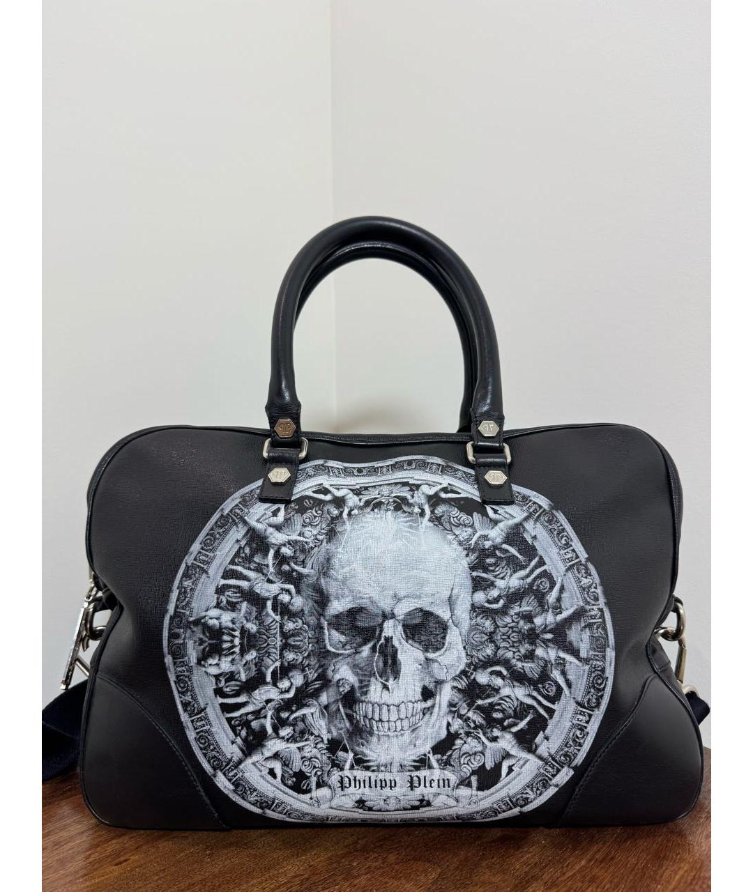 PHILIPP PLEIN Черная кожаная сумка тоут, фото 9