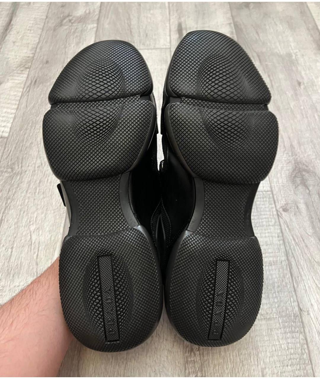 PRADA Черные текстильные низкие кроссовки / кеды, фото 8