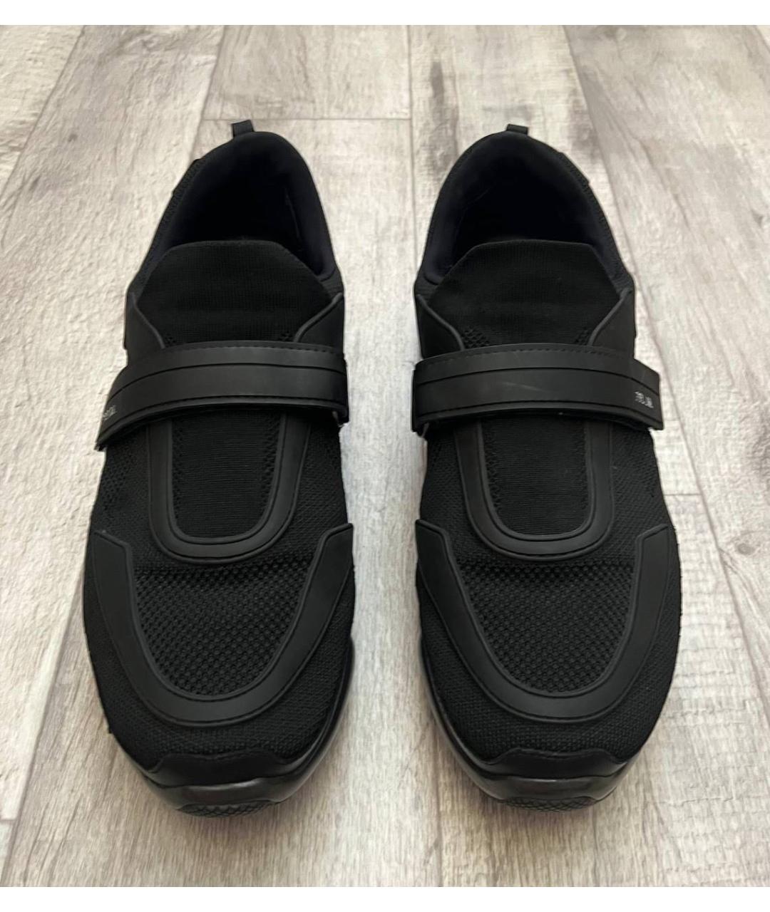 PRADA Черные текстильные низкие кроссовки / кеды, фото 3