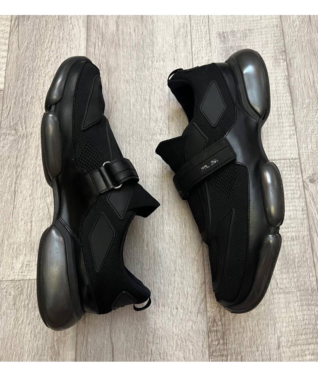 PRADA Черные текстильные низкие кроссовки / кеды, фото 6
