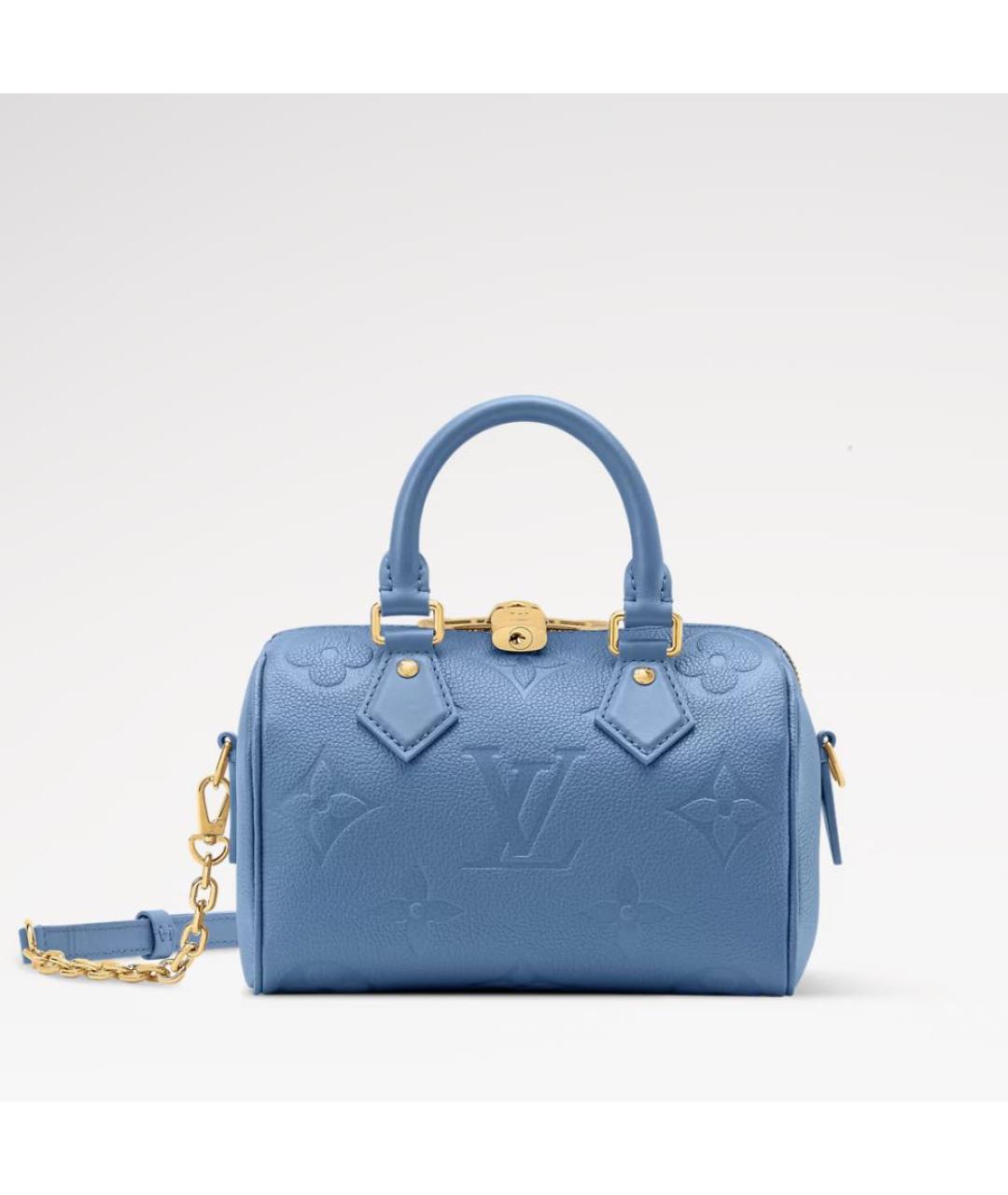 LOUIS VUITTON Голубая кожаная сумка тоут, фото 4