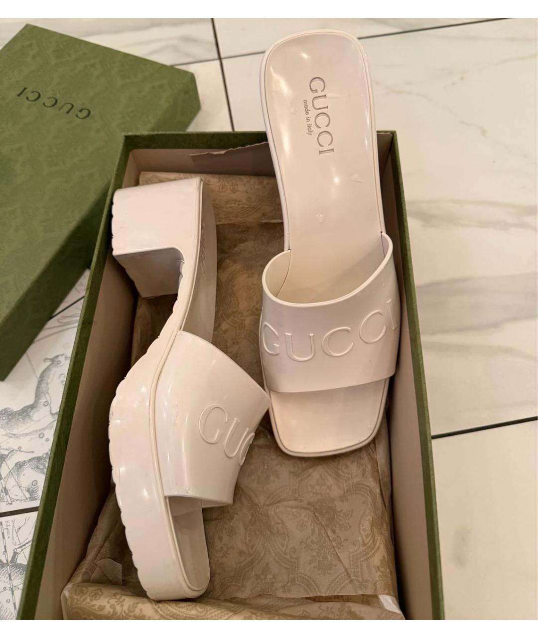GUCCI Белые шлепанцы, фото 3