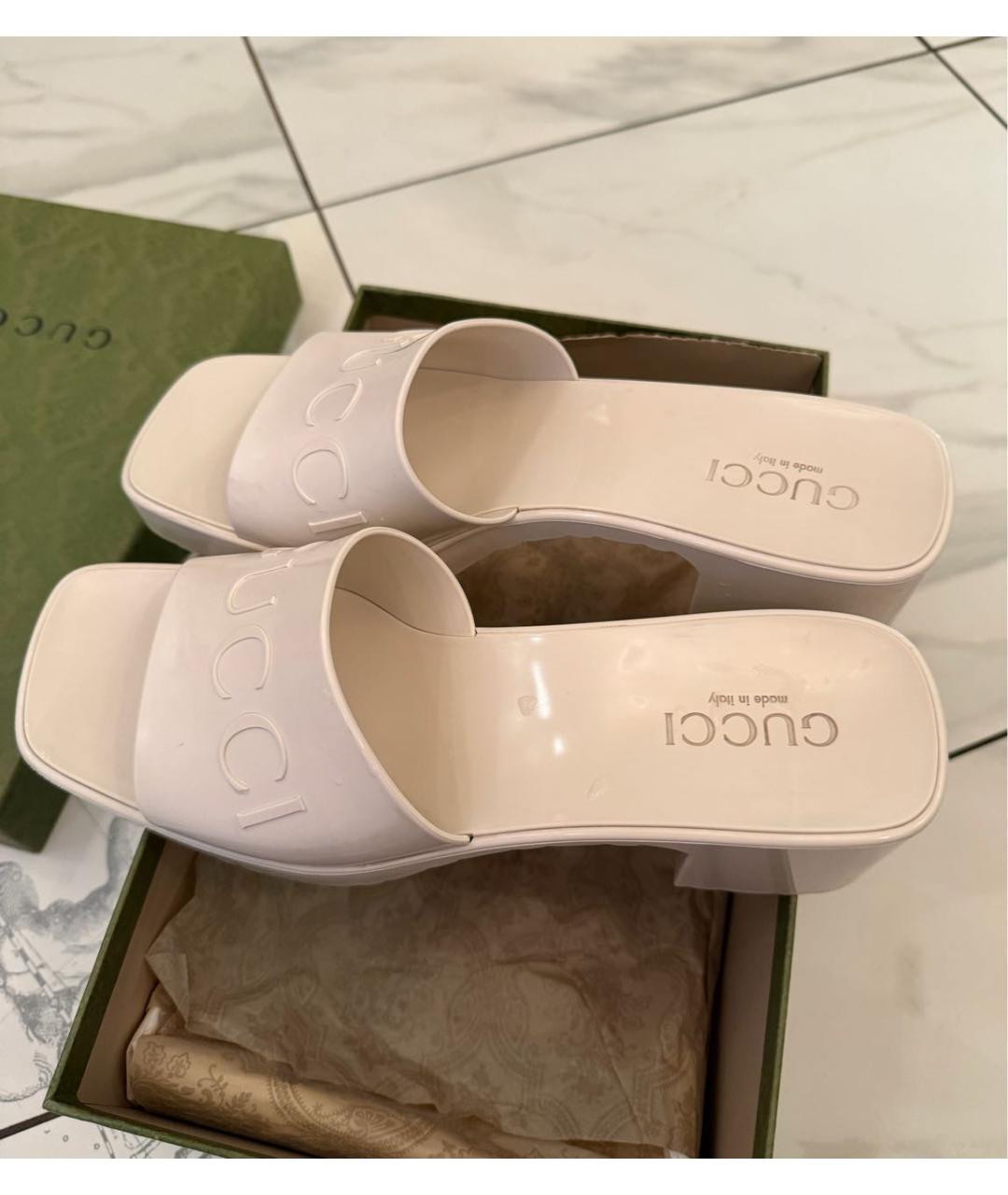GUCCI Белые шлепанцы, фото 6