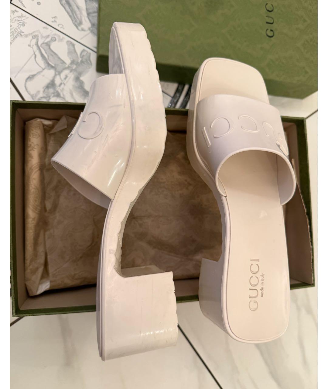 GUCCI Белые шлепанцы, фото 5