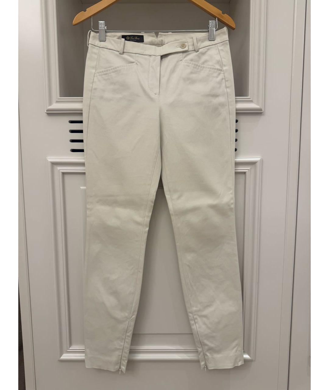 LORO PIANA Белые хлопковые брюки узкие, фото 6