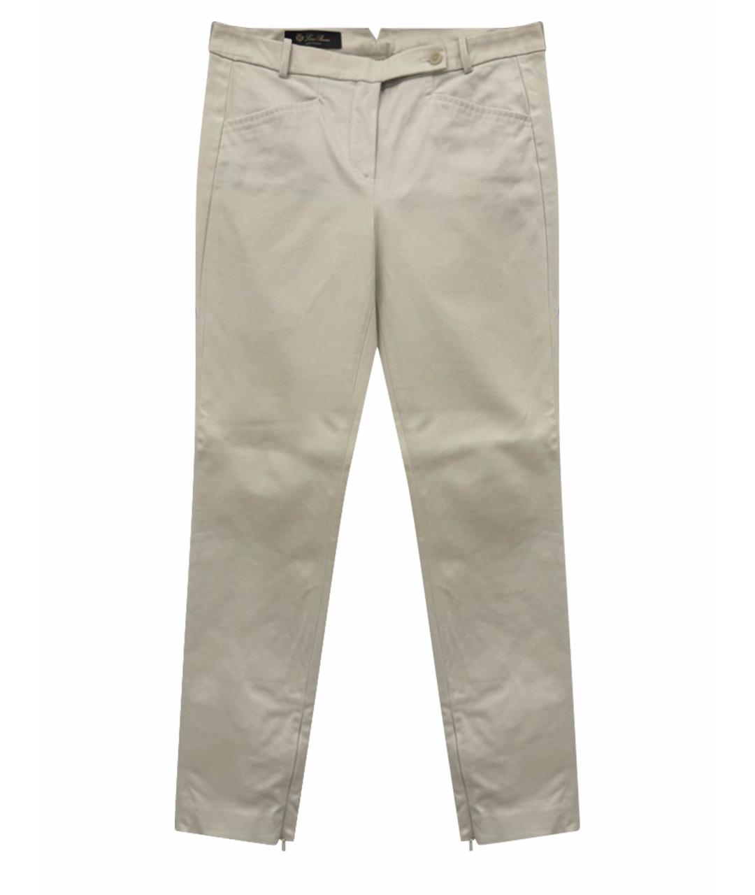 LORO PIANA Белые хлопковые брюки узкие, фото 1