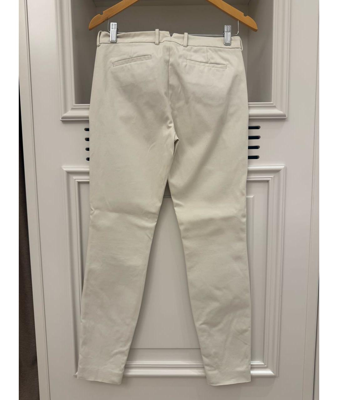 LORO PIANA Белые хлопковые брюки узкие, фото 2