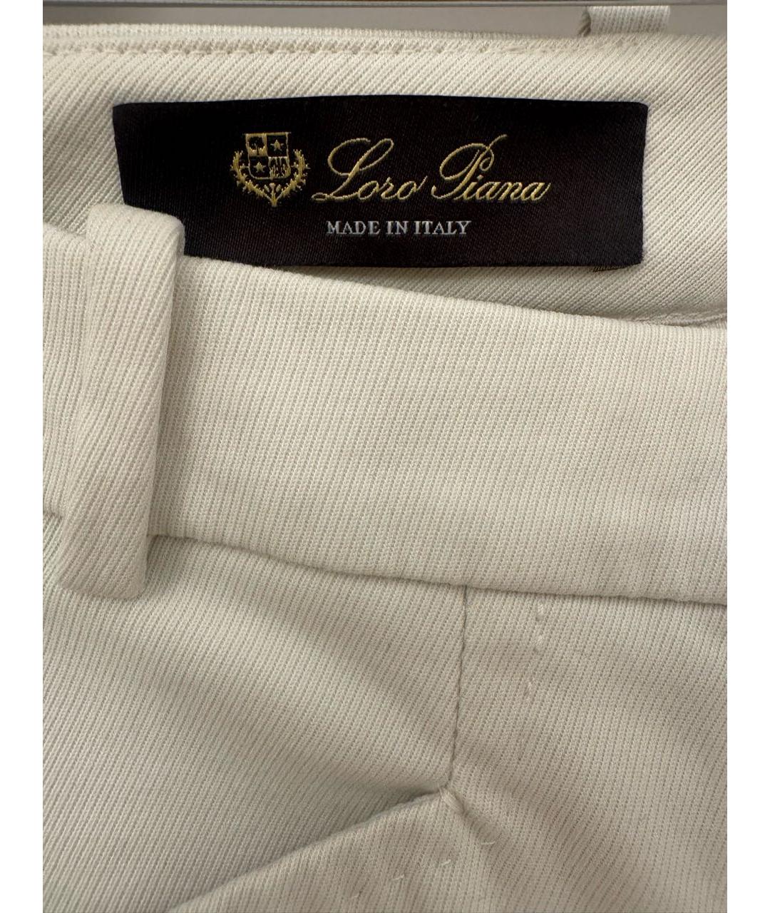 LORO PIANA Белые хлопковые брюки узкие, фото 3