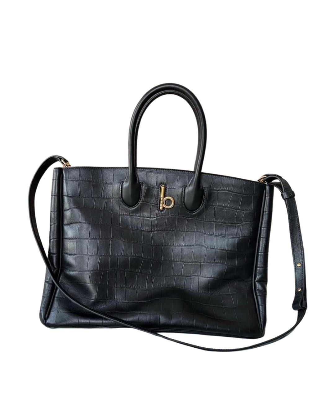 BURBERRY Черная кожаная сумка тоут, фото 1