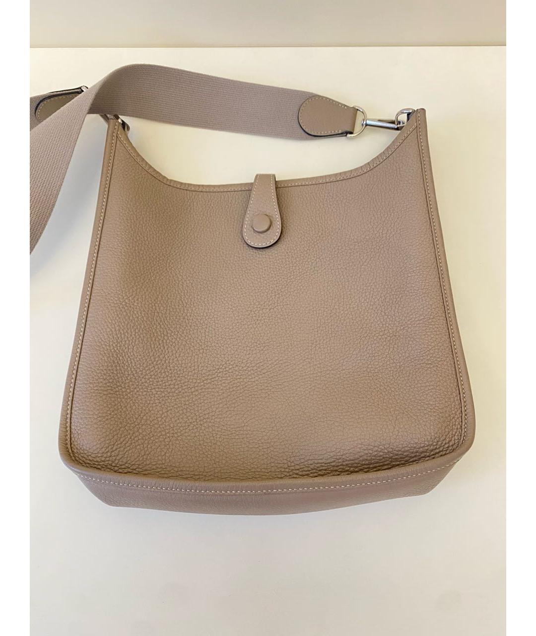 HERMES Серая кожаная сумка через плечо, фото 3