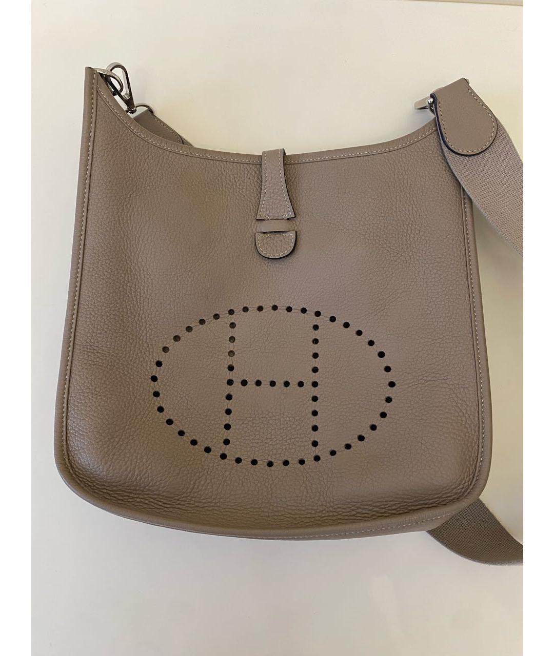 HERMES Серая кожаная сумка через плечо, фото 2