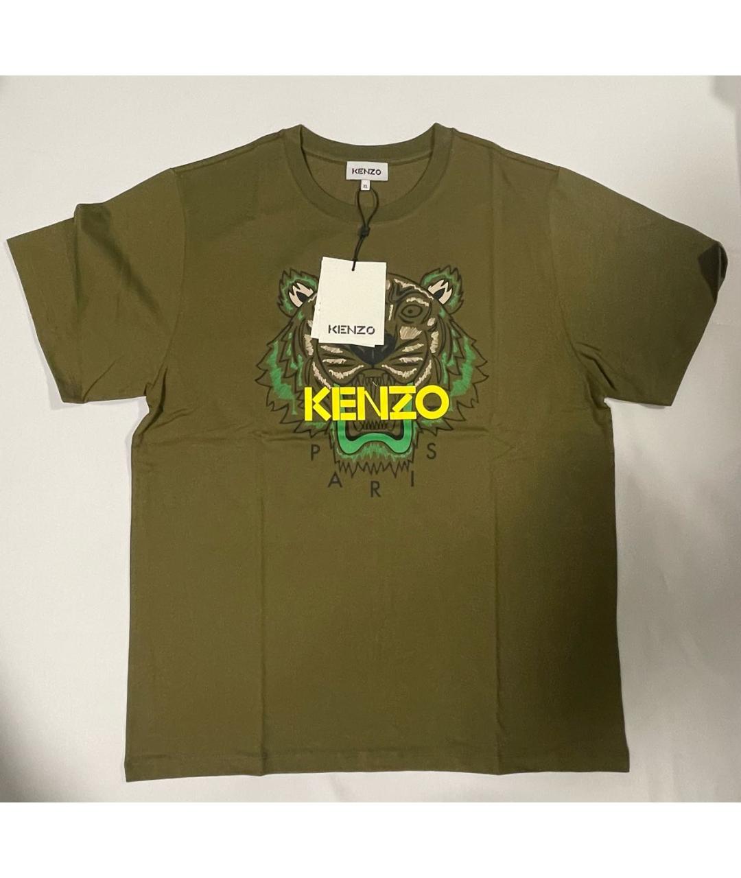 KENZO Хаки хлопковая футболка, фото 4