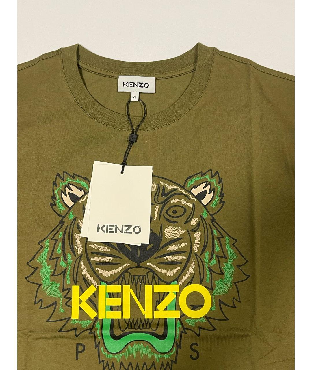 KENZO Хаки хлопковая футболка, фото 3