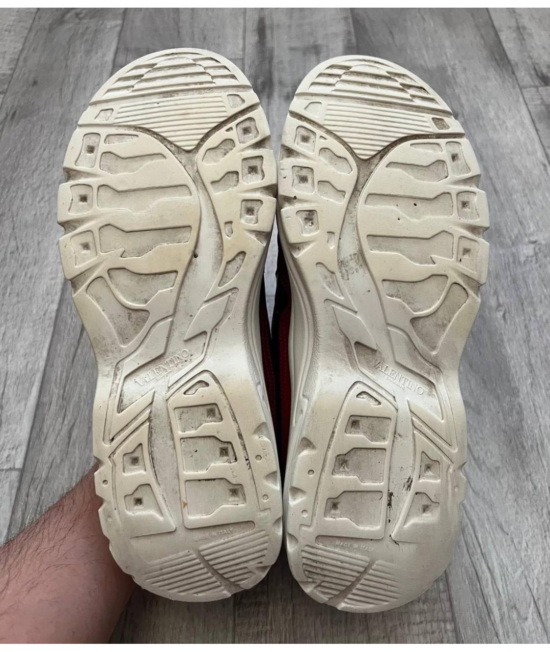 VALENTINO Темно-синие кожаные низкие кроссовки / кеды, фото 8