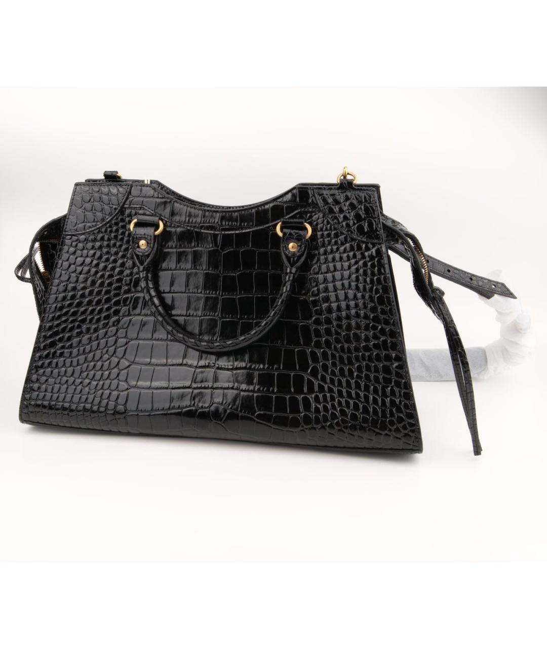 BALENCIAGA Черная сумка тоут из лакированной кожи, фото 3