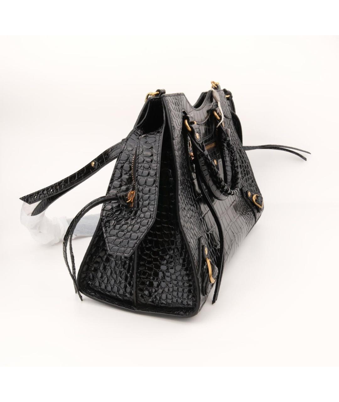 BALENCIAGA Черная сумка тоут из лакированной кожи, фото 7