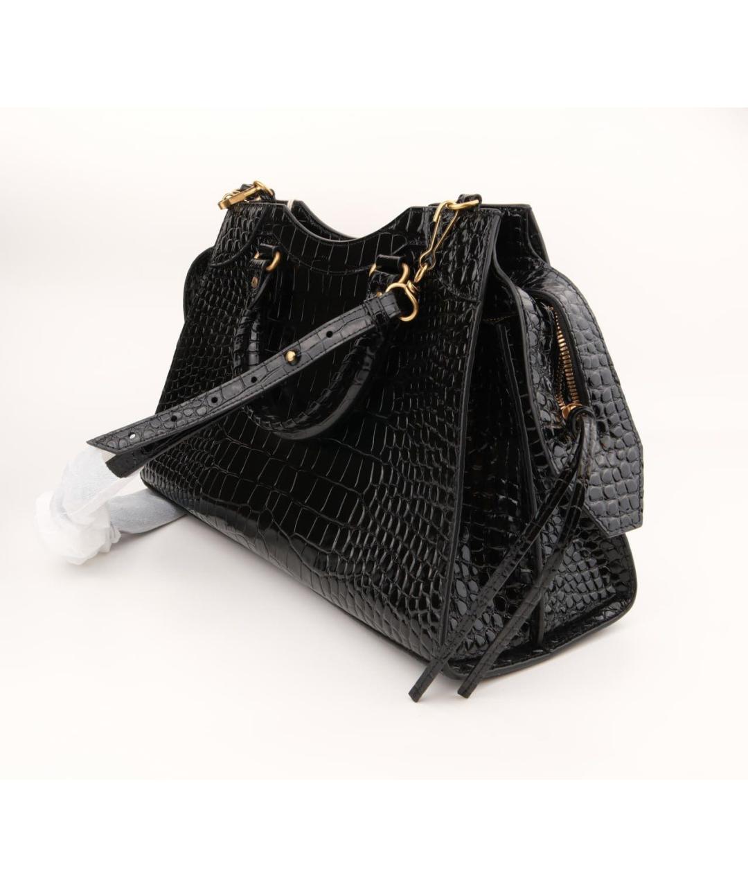 BALENCIAGA Черная сумка тоут из лакированной кожи, фото 4