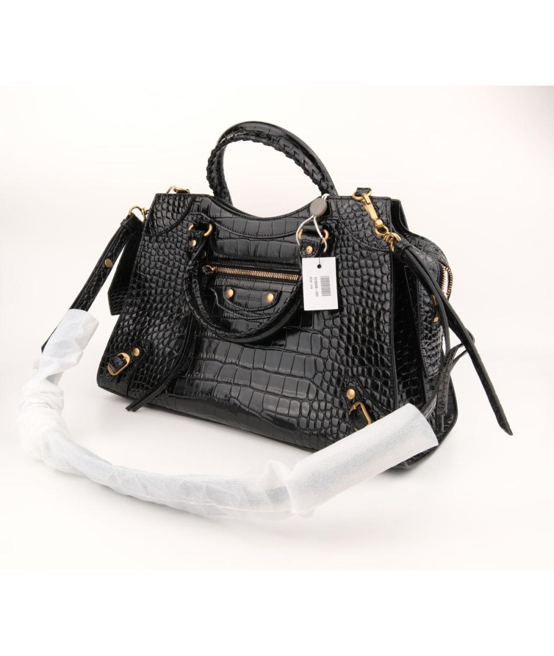 BALENCIAGA Черная сумка тоут из лакированной кожи, фото 2