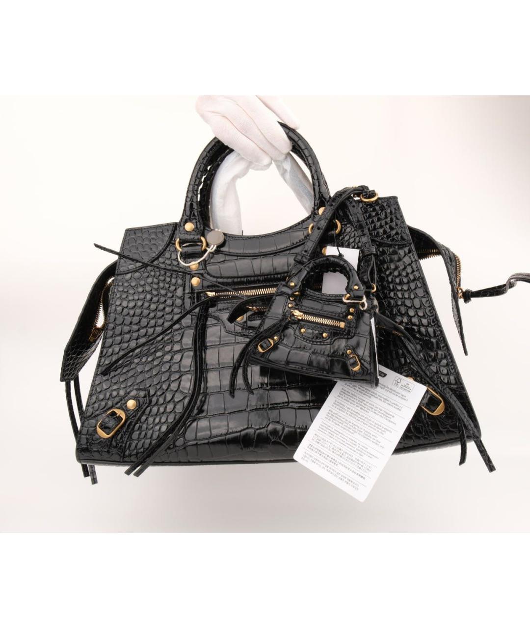 BALENCIAGA Черная сумка тоут из лакированной кожи, фото 8