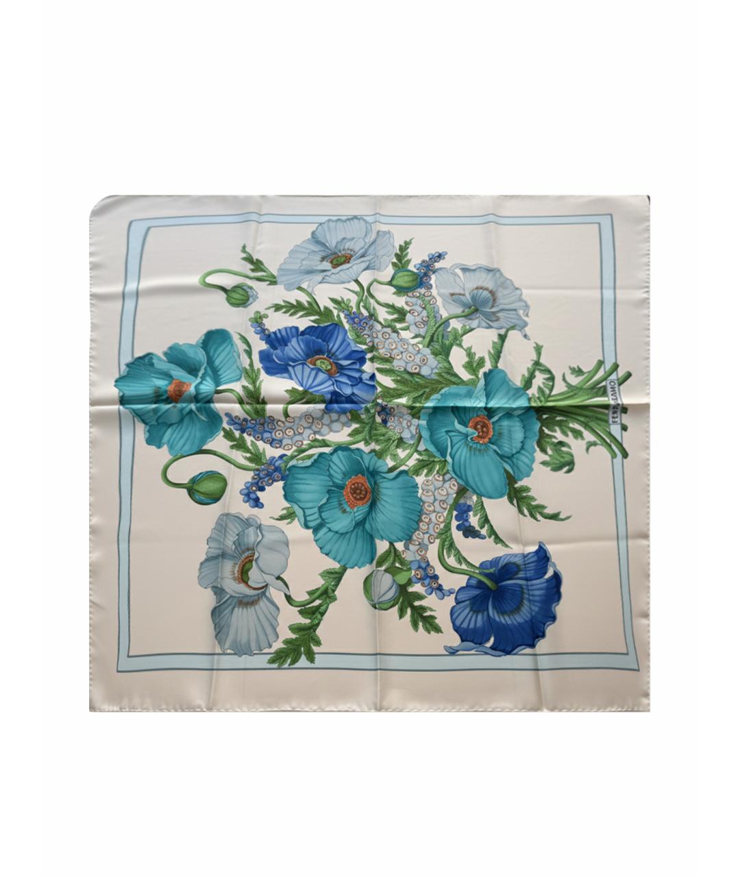 FERRAGAMO Голубой шелковый платок, фото 1