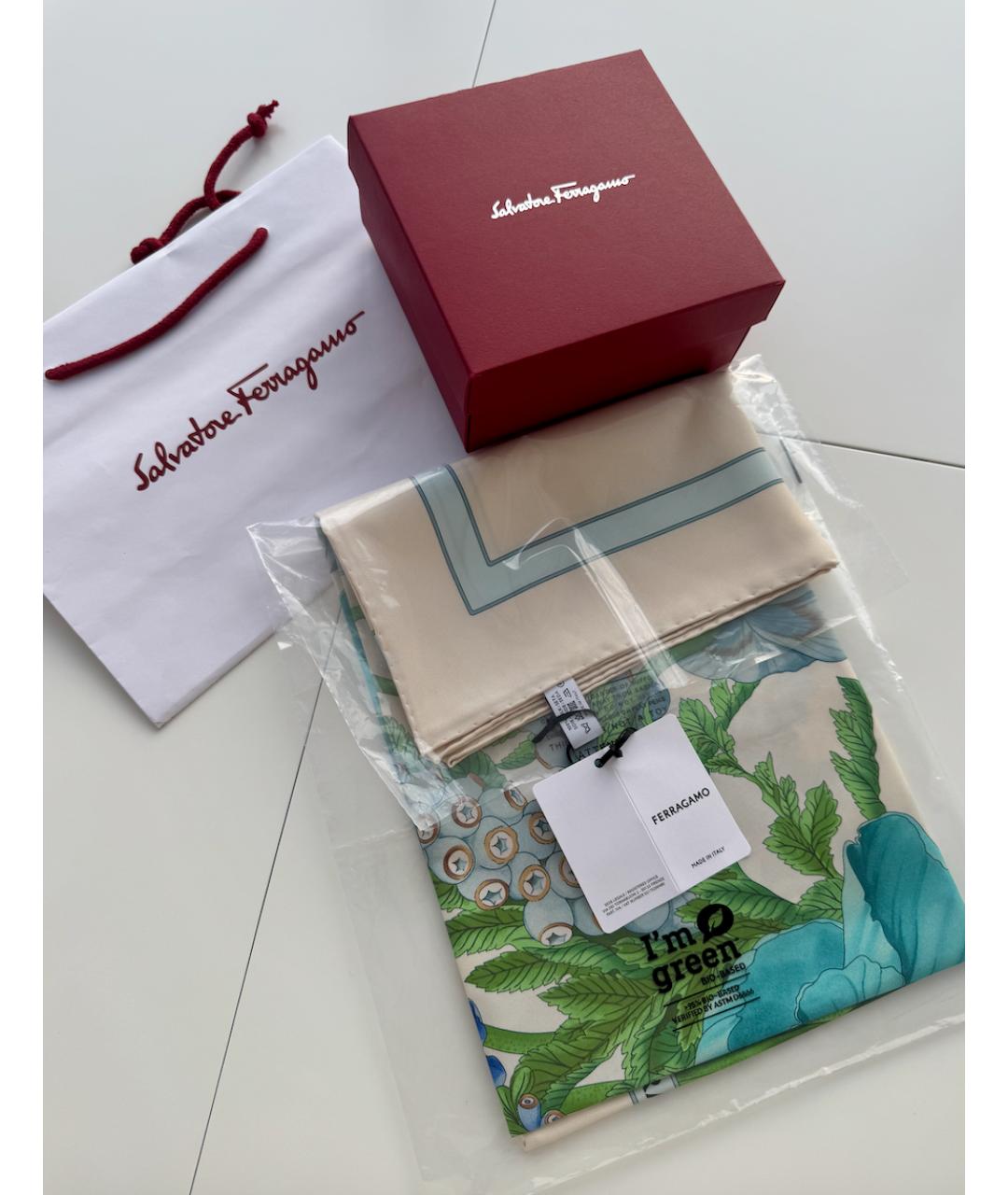 FERRAGAMO Голубой шелковый платок, фото 9