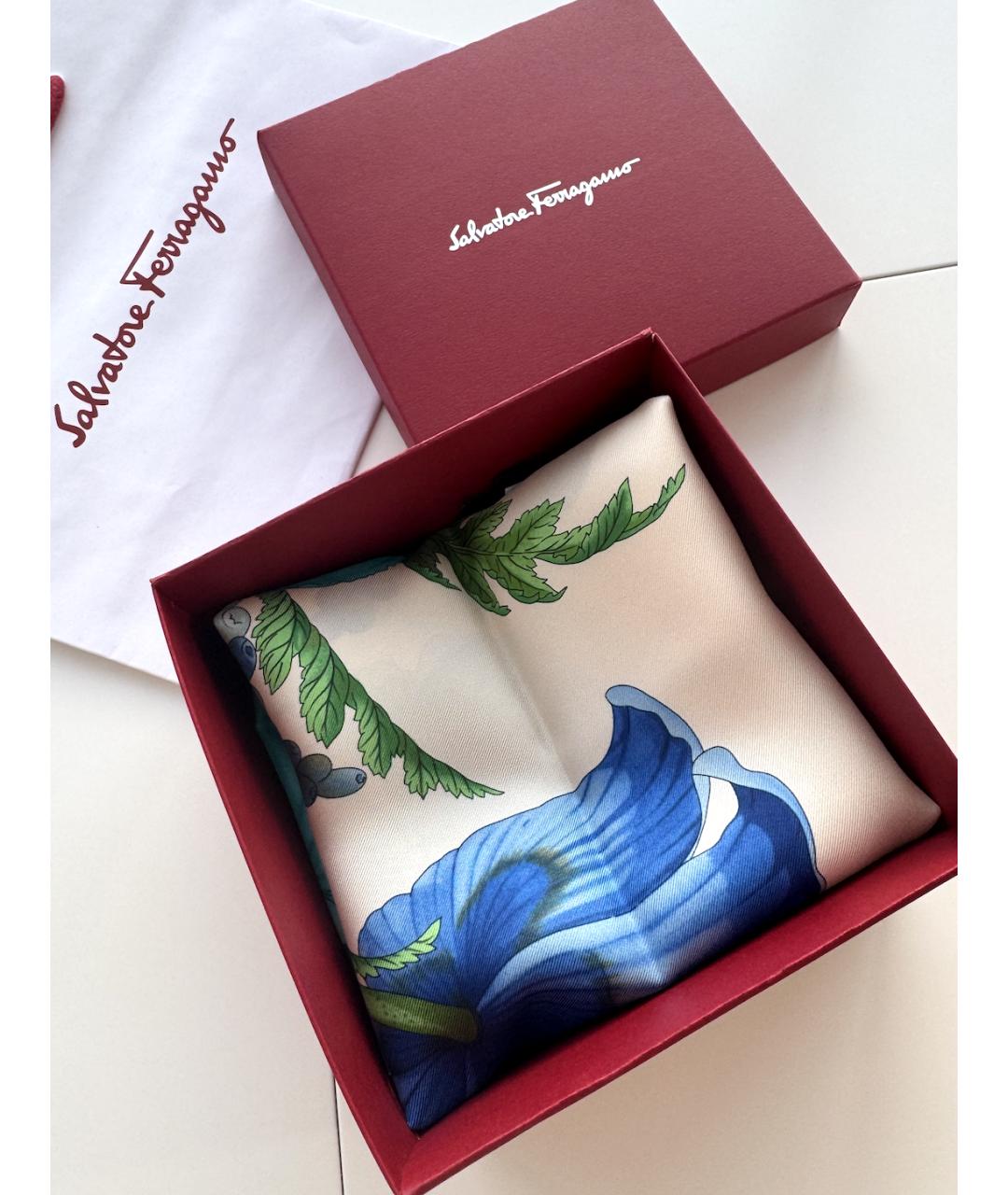 FERRAGAMO Голубой шелковый платок, фото 4