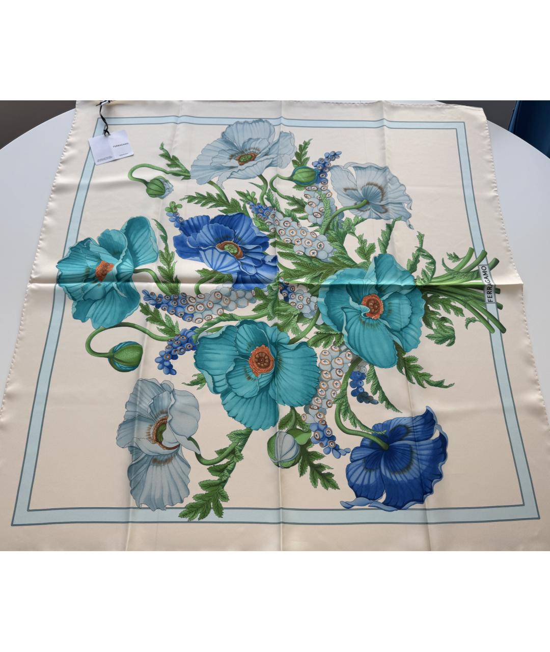 FERRAGAMO Голубой шелковый платок, фото 10
