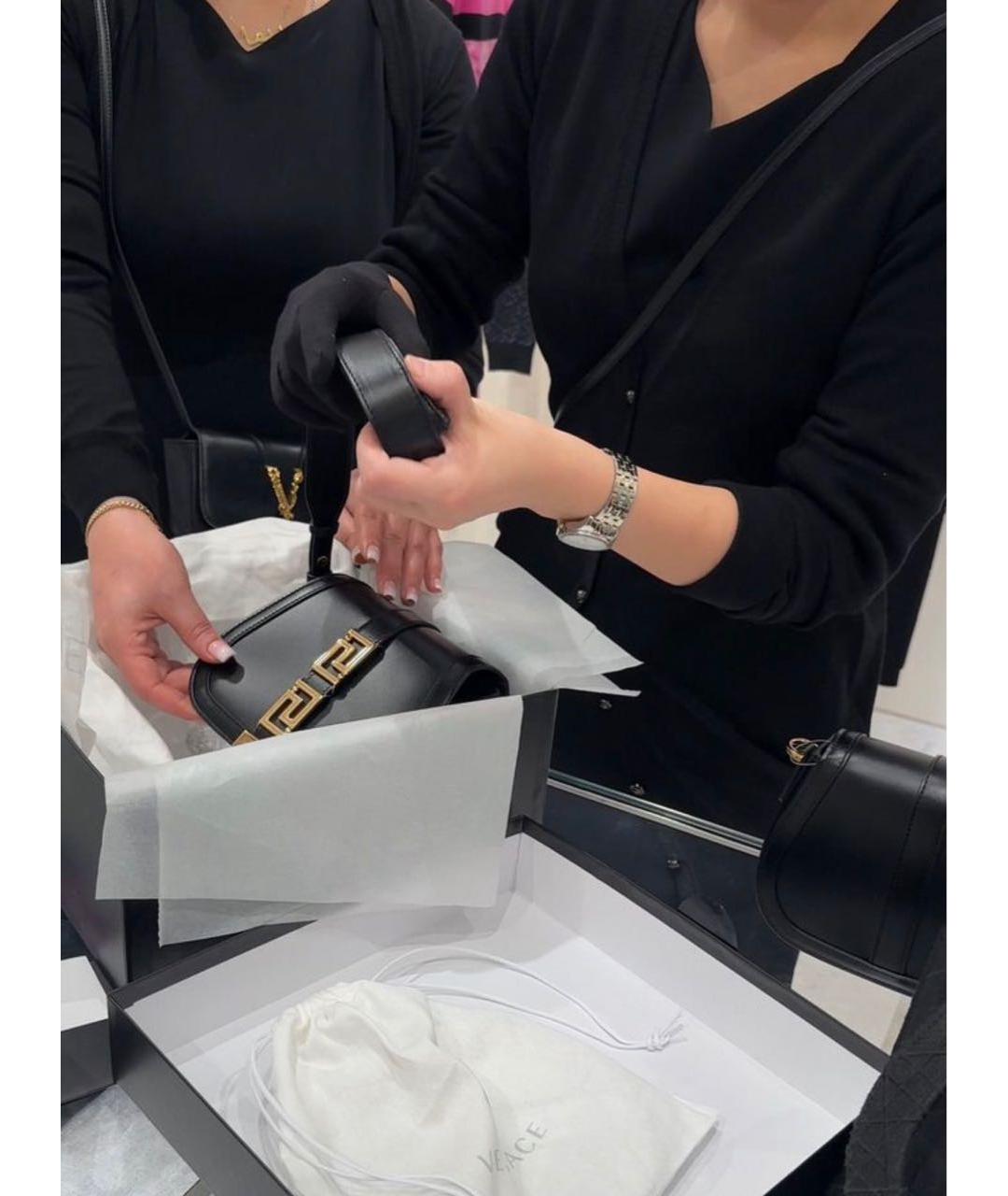 VERSACE Черная кожаная сумка через плечо, фото 7