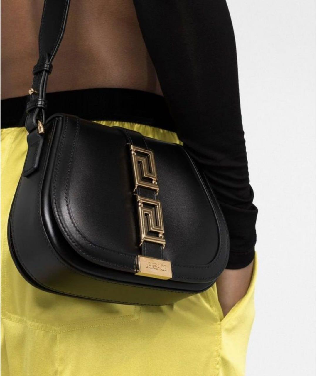 VERSACE Черная кожаная сумка через плечо, фото 4