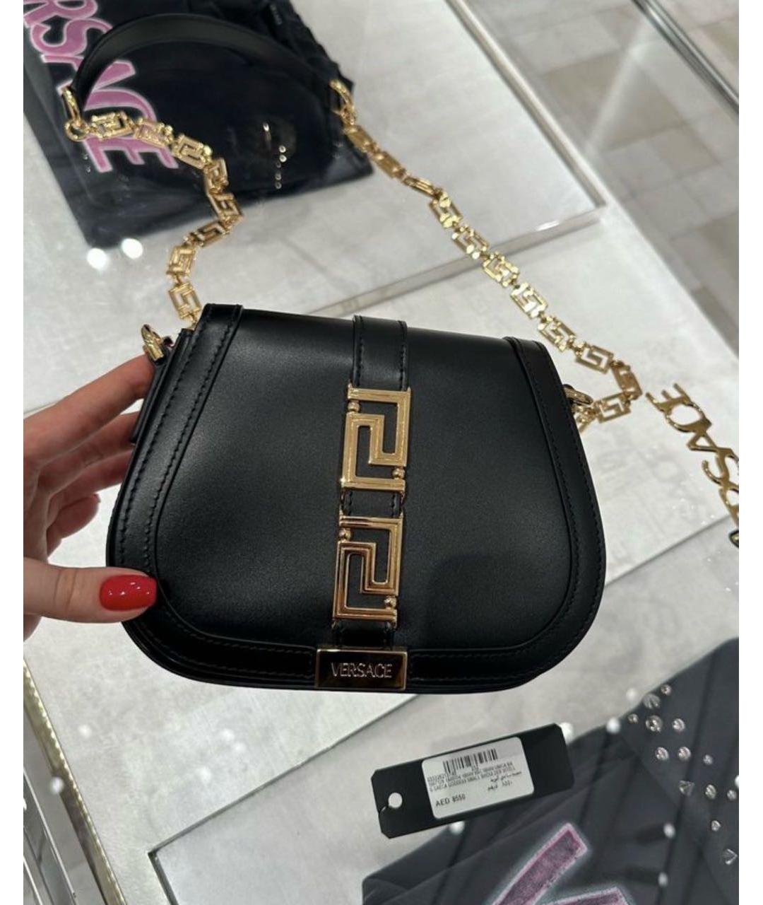 VERSACE Черная кожаная сумка через плечо, фото 8