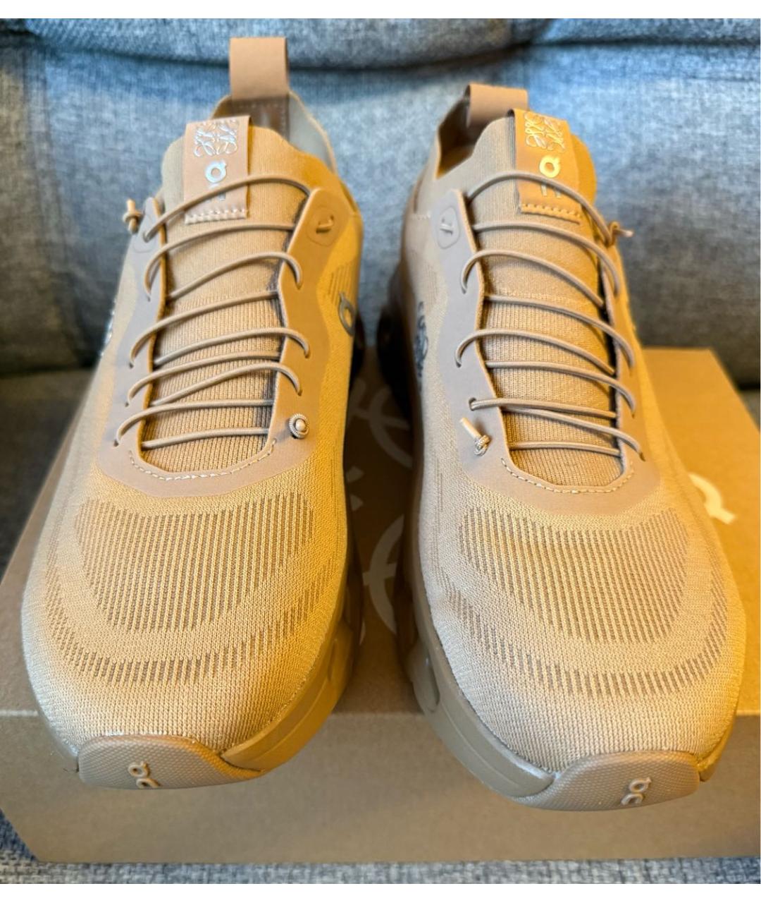 LOEWE Бежевые текстильные низкие кроссовки / кеды, фото 2