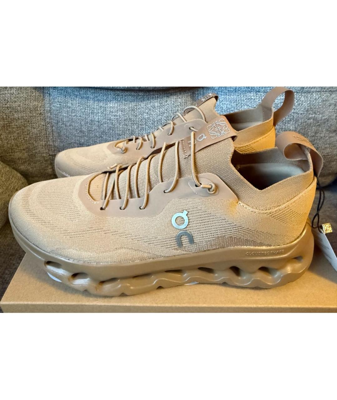 LOEWE Бежевые текстильные низкие кроссовки / кеды, фото 9
