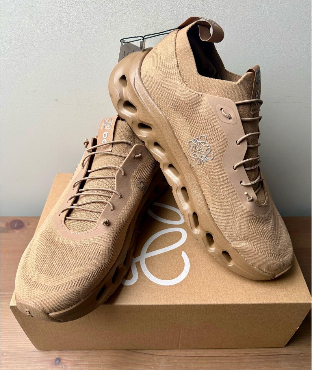 LOEWE Бежевые текстильные низкие кроссовки / кеды, фото 7