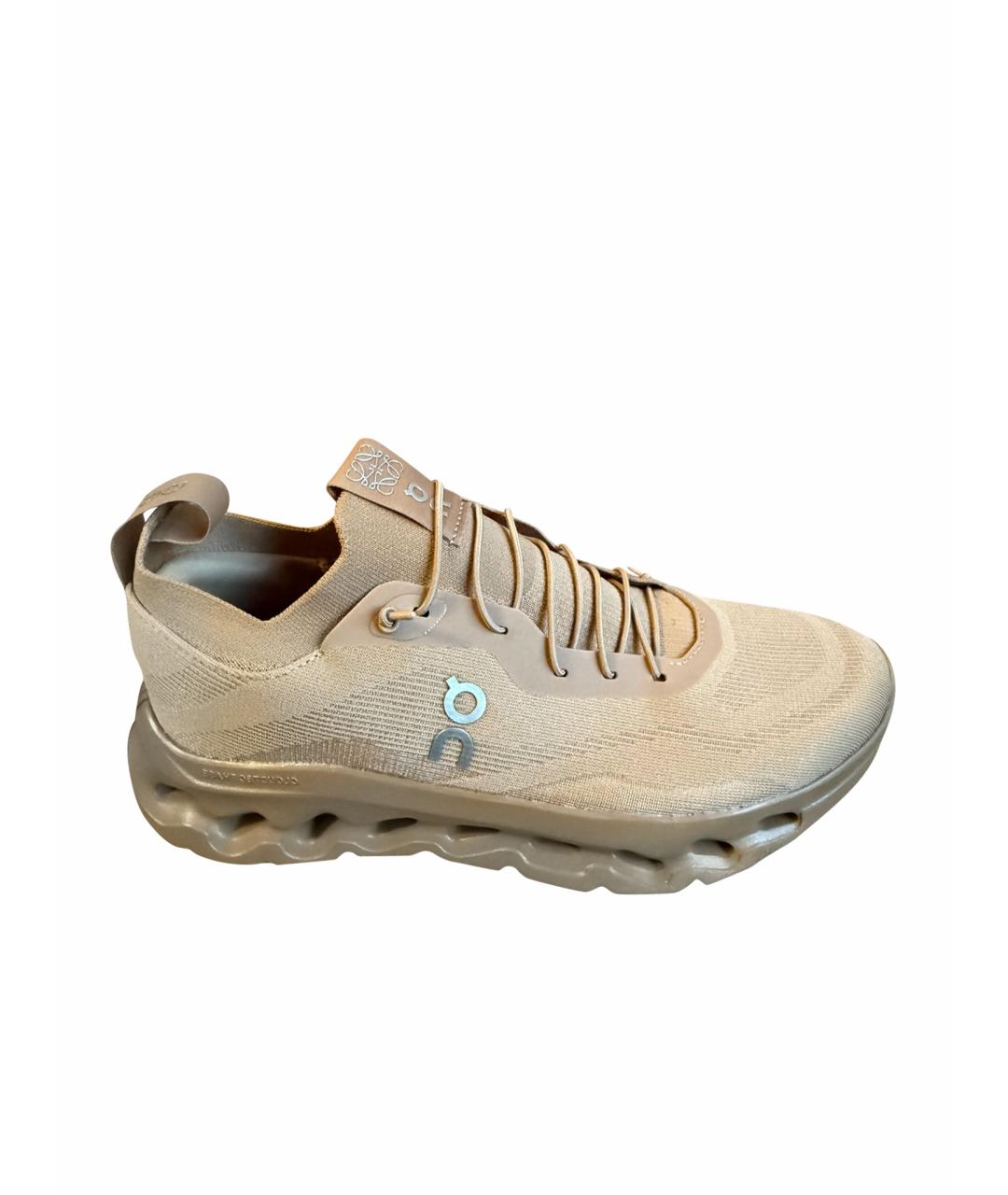 LOEWE Бежевые текстильные низкие кроссовки / кеды, фото 1