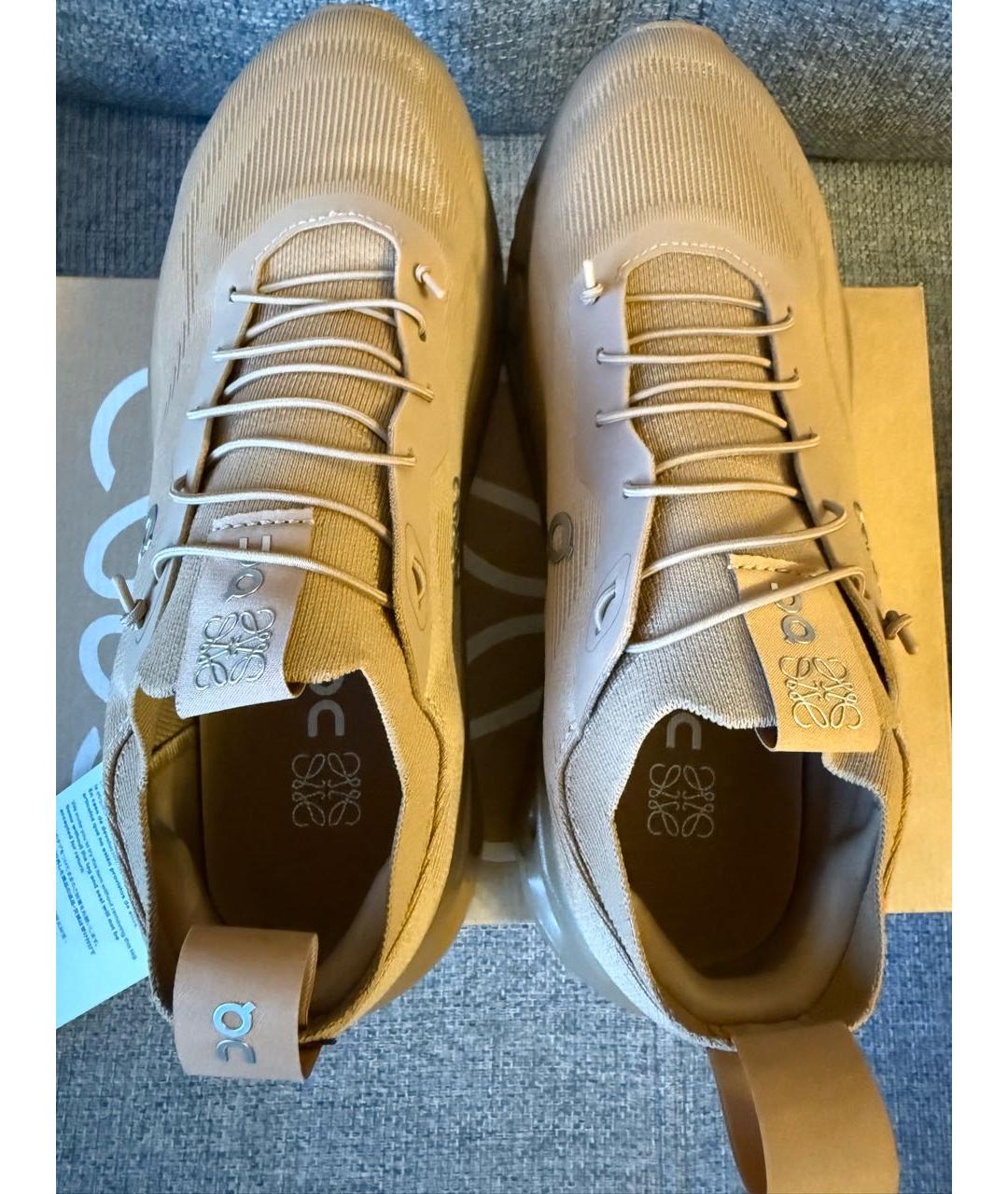LOEWE Бежевые текстильные низкие кроссовки / кеды, фото 3