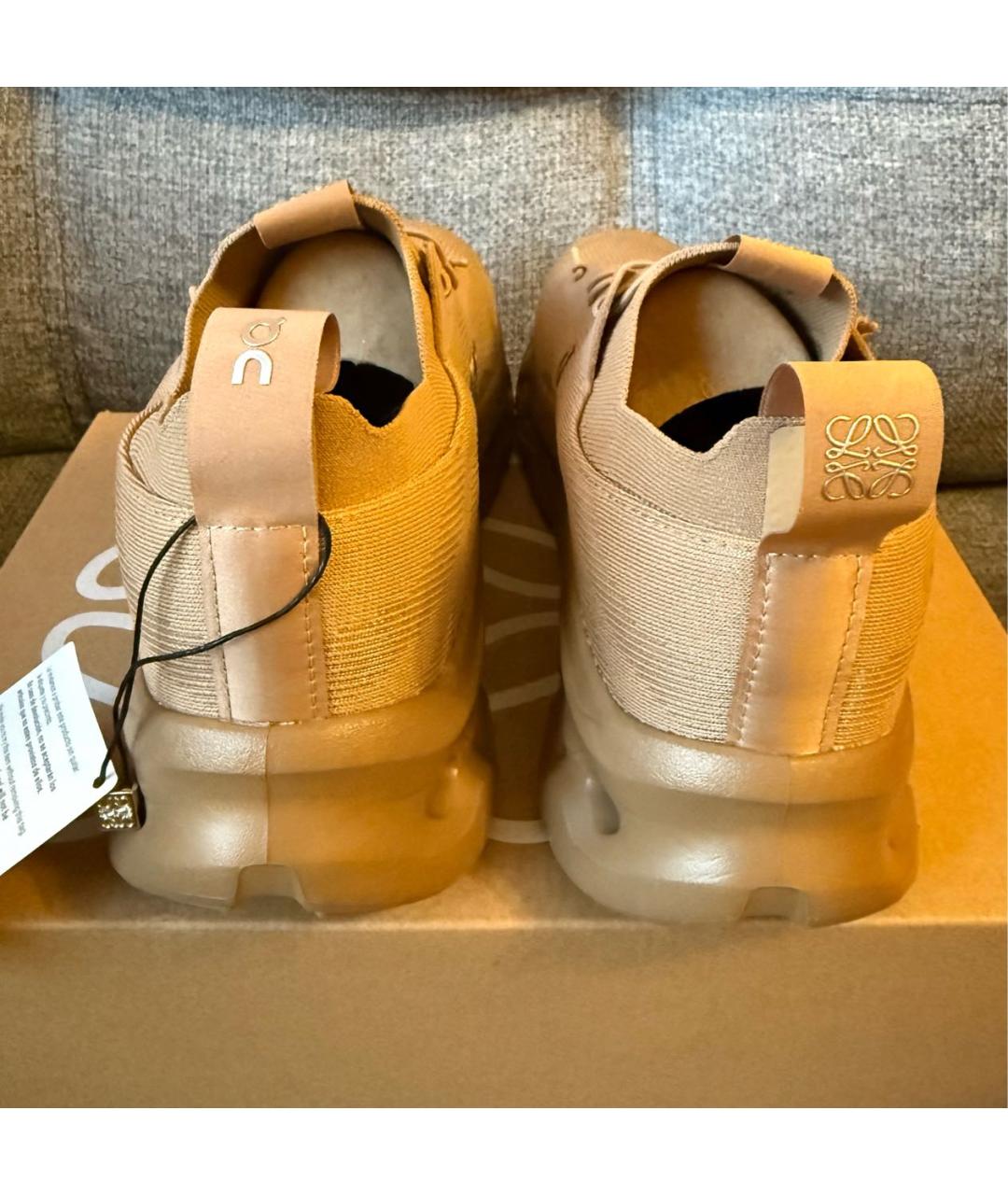 LOEWE Бежевые текстильные низкие кроссовки / кеды, фото 4
