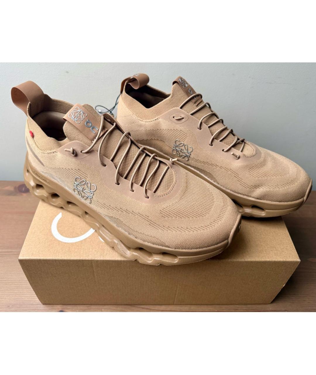 LOEWE Бежевые текстильные низкие кроссовки / кеды, фото 8