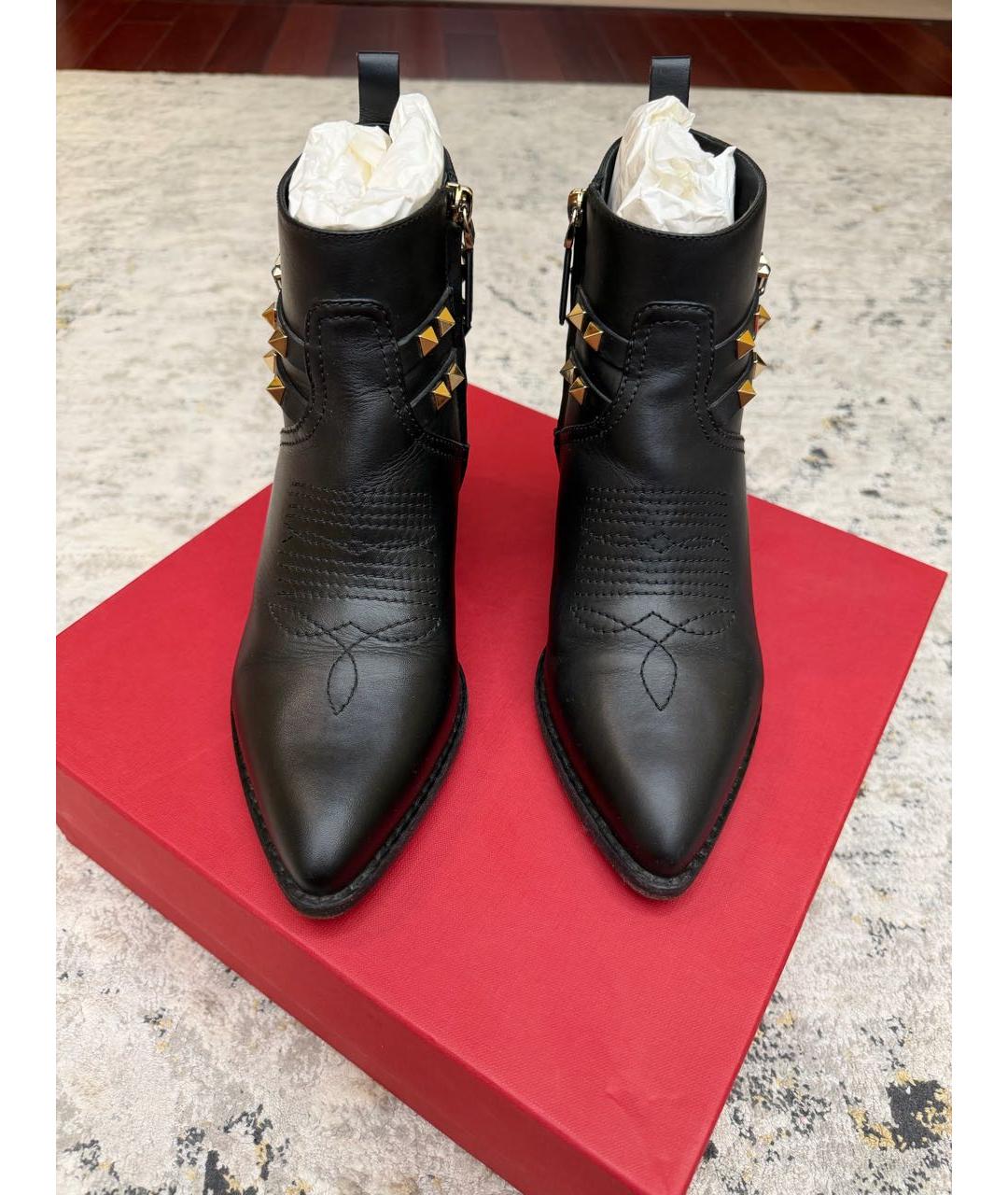 VALENTINO Черные кожаные ботильоны, фото 3