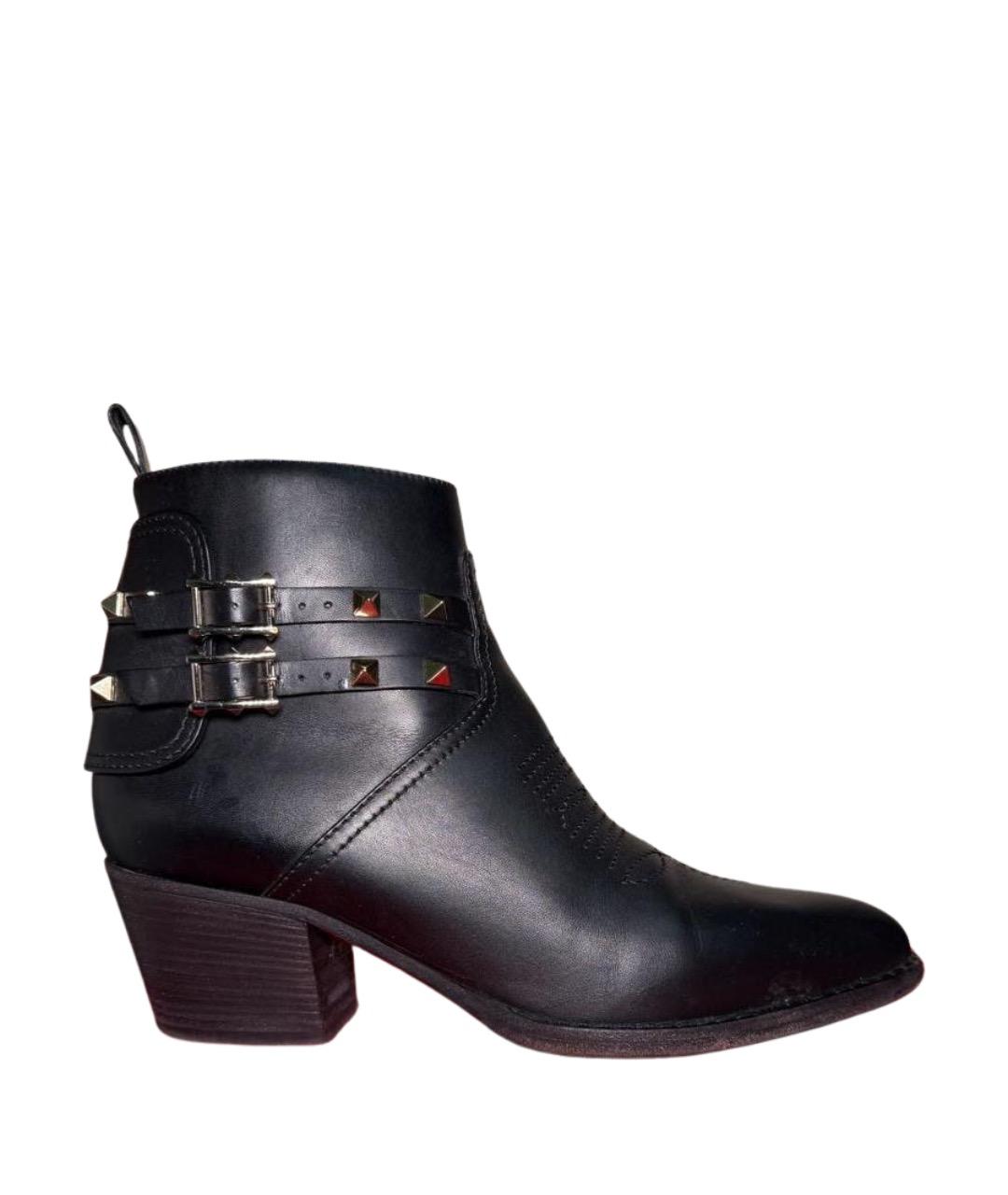 VALENTINO Черные кожаные ботильоны, фото 1
