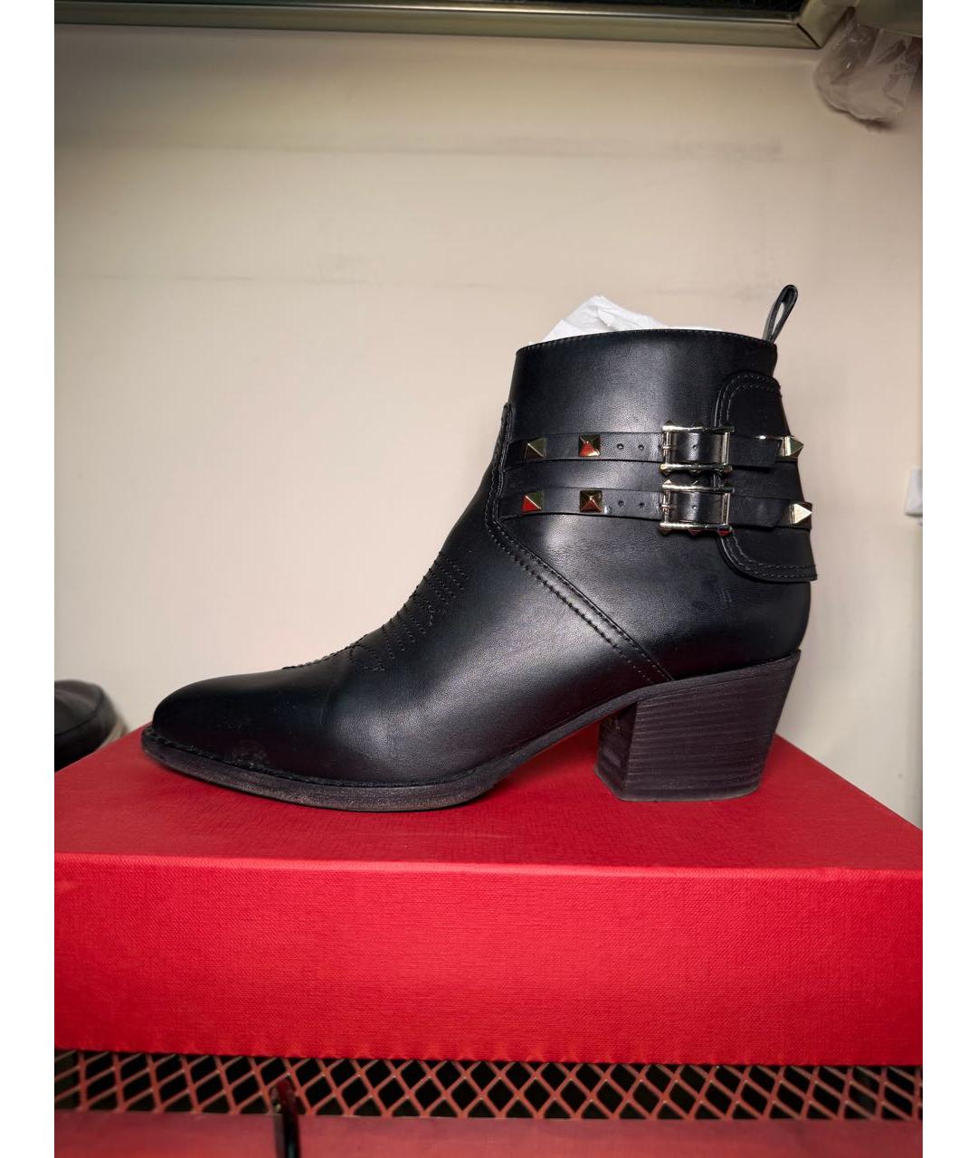 VALENTINO Черные кожаные ботильоны, фото 6