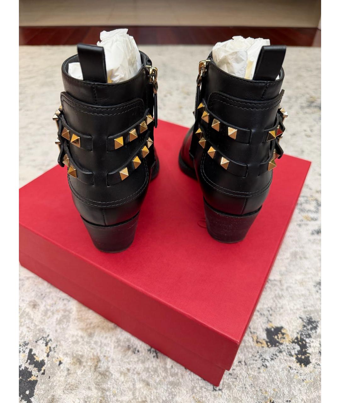 VALENTINO Черные кожаные ботильоны, фото 4