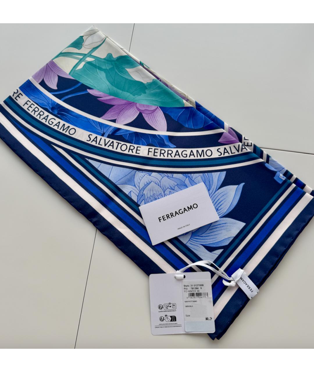 FERRAGAMO Фиолетовый шелковый платок, фото 6