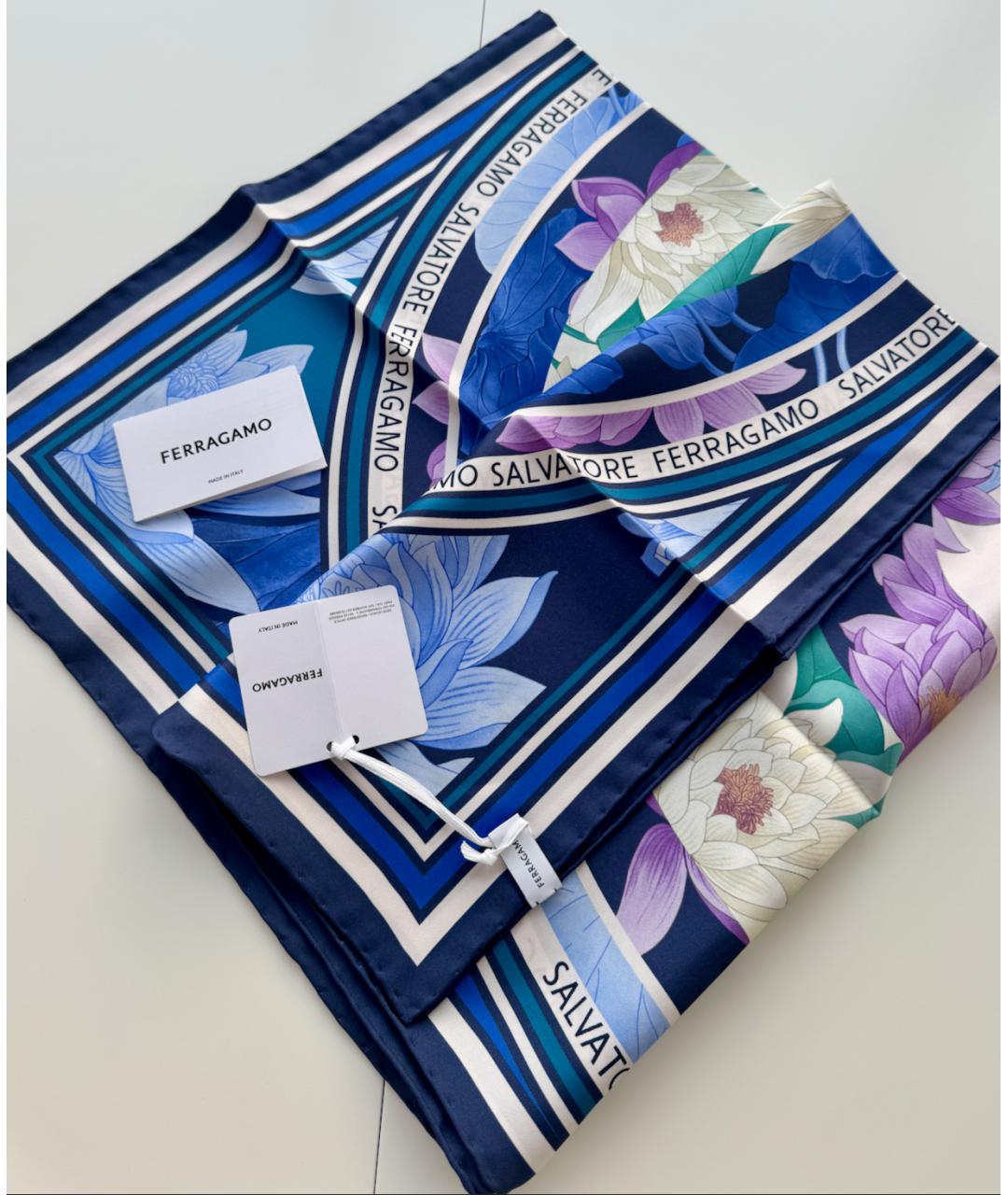 FERRAGAMO Фиолетовый шелковый платок, фото 8