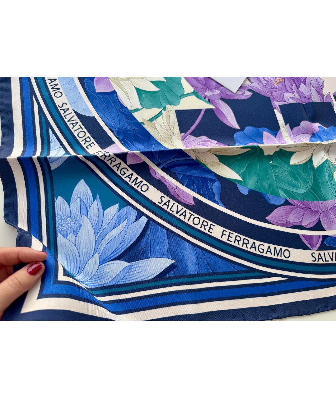 FERRAGAMO Фиолетовый шелковый платок, фото 5