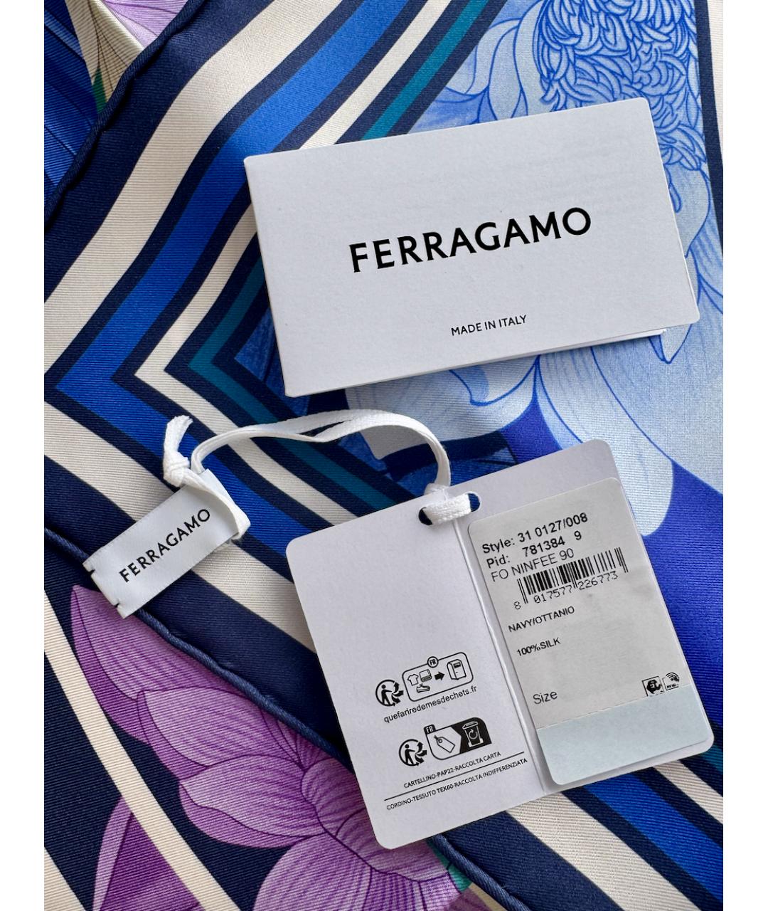 FERRAGAMO Фиолетовый шелковый платок, фото 3