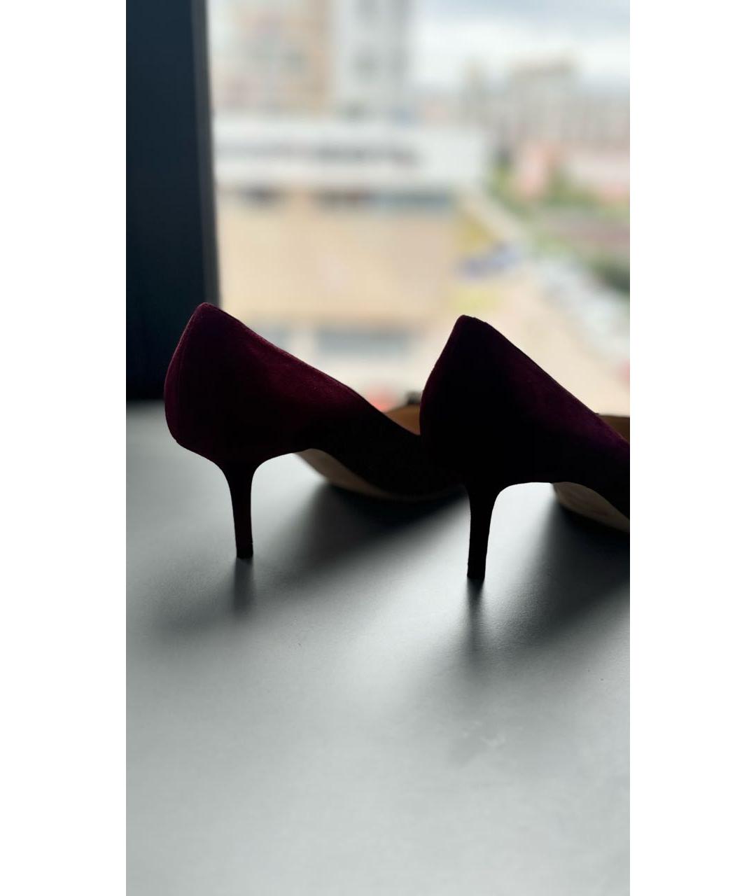 JIMMY CHOO Бордовые замшевые туфли, фото 5