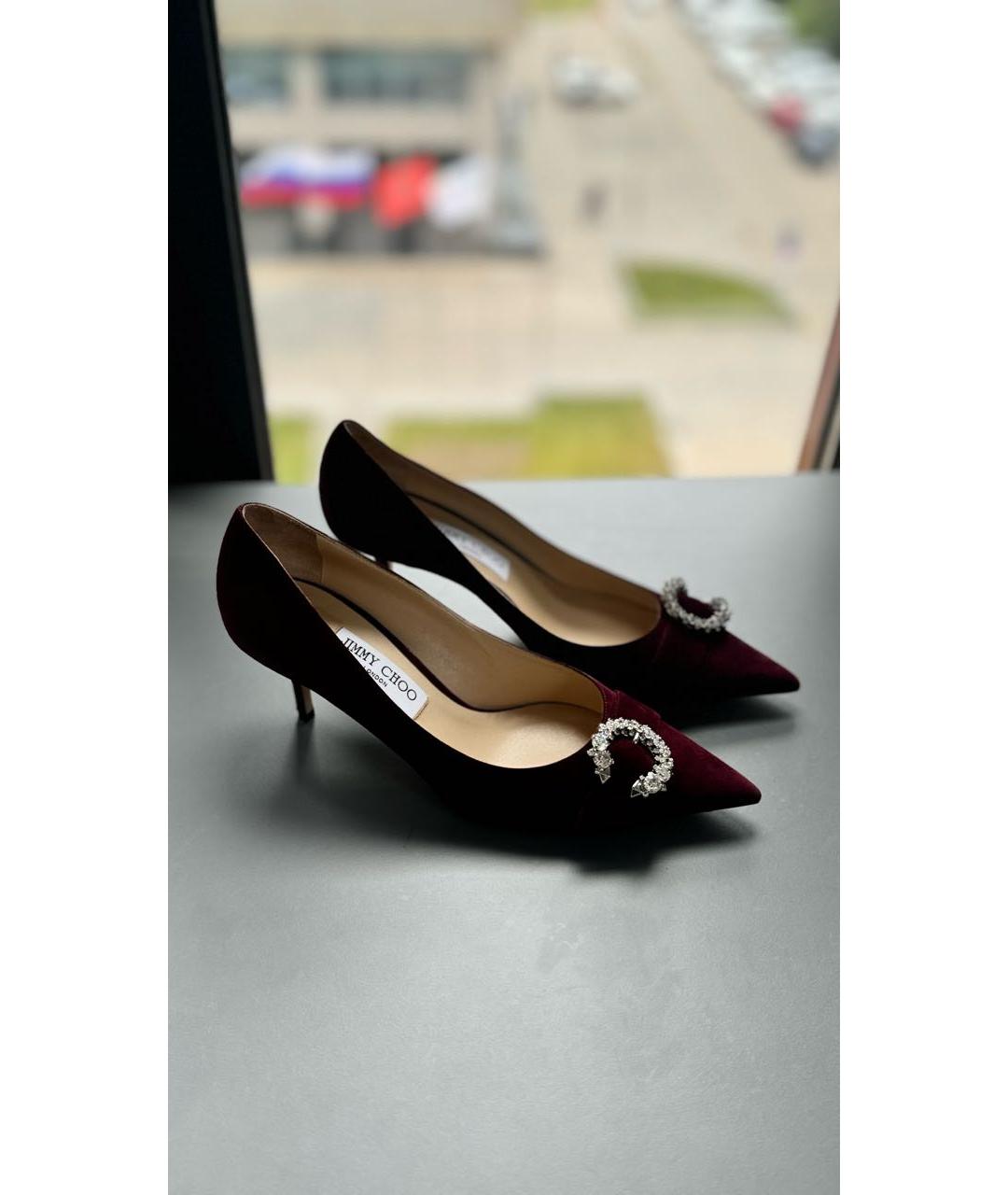 JIMMY CHOO Бордовые замшевые туфли, фото 3
