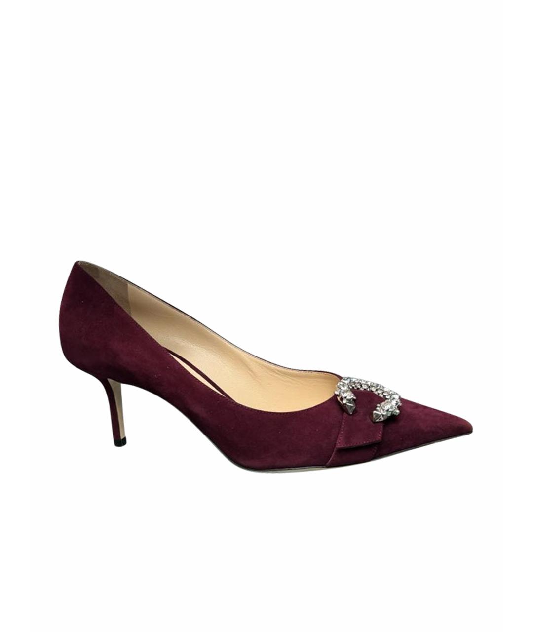 JIMMY CHOO Бордовые замшевые туфли, фото 1