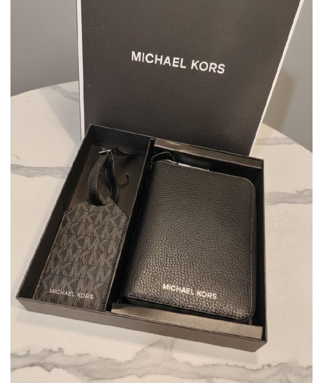 MICHAEL KORS Черный кожаный кошелек, фото 4